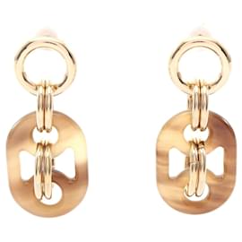 Boucles d'oreilles Eurydice PM en plaqué or et corne de buffle - Hermès