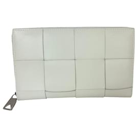 Portafoglio zip around in pelle Intrecciato bianco Bottega Veneta