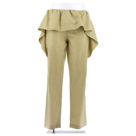 Pantaloni Dries Van Noten Verde Giallo in Cotone