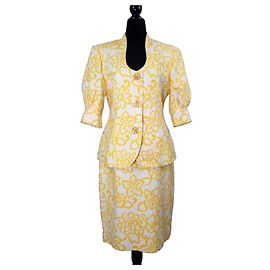 Conjunto vintage amarillo con flores Guy Laroche años 1990
