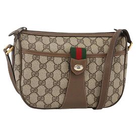 Borsa Gucci GG Supreme Web Sherry Line PVC Beige Oro 89 02 032 Auth YKZ450