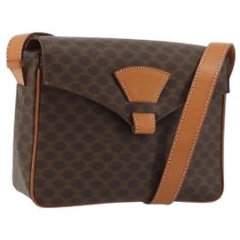 Céline Borsa a Spalla in Tela Macadam CELINE in Pelle PVC Marrone Oro Auth YKZ1478A