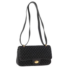 BALLY Schultertasche aus Leder Schwarz Gold Auth YKZ1046