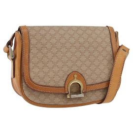 Céline CELINE Macadam Canvas Shoulder Bag PVC Beige Gold Auth YKZ1092