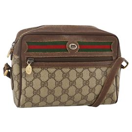 Borsa Sherry Line GG Supreme Web di GUCCI in PVC beige e oro 56 02 087 Auth BAZ694
