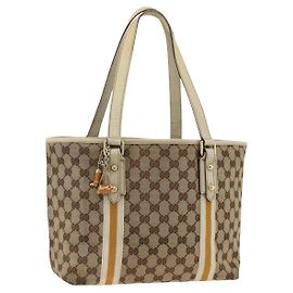 Gucci Borsa tote in tela GG Sherry Line beige e oro 137396 Auth YKZ311