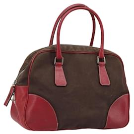 PRADA Borsa a mano in tela marrone argento autentica YKZ137 - Prada