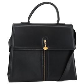 BALLY Borsa a mano in pelle 2 vie Nero Oro Auth ARZ827