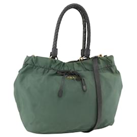 Borsa a mano PRADA in nylon 2 vie verde oro Auth bs34262