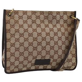 Borsa a Spalla GG Canvas Gucci Beige Oro 91762 Auth BAZ020