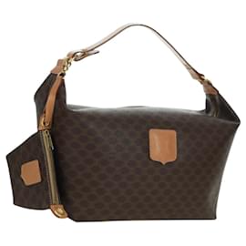 Céline Borsa a mano in tela Macadam CELINE in pelle PVC marrone oro Auth SW2249V
