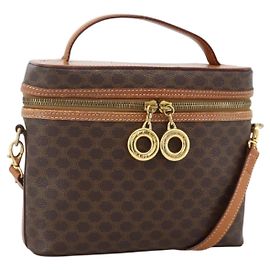 Céline Borsa a mano in tela Macadam CELINE in pelle PVC 2 in 1 marrone oro Auth am11250A