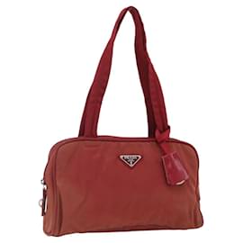PRADA Tote Bag aus Nylon rot silber Auth hk3600 - Prada