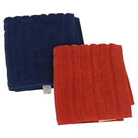 HERMES Towel Cotton 2 Set Blue Orange Auth 174685A - Hermès