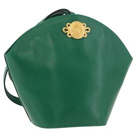 Borsa a Spalla Salvatore Ferragamo in Pelle Verde Oro Auth 167004A