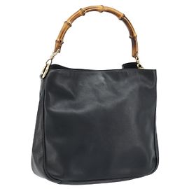 Gucci Bamboo Handtasche aus Leder Schwarz Gold 001 1638 3754 Auth YKZ262