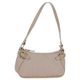 Pochette Accessorio Gancini Salvatore Ferragamo in PVC Canvas Rosa Oro Auth INZ102A