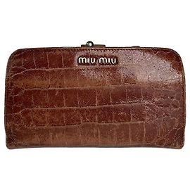 Vintage Miu Miu Krokodil-Prägung Leder Geldbörse Braun