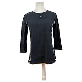 Vintage Courreges Canvas Rundhals schwarz-weiß