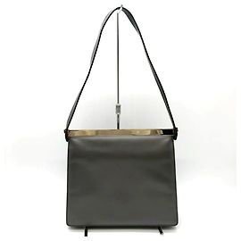 Borsa a spalla in pelle grigia Gucci