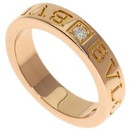 Bulgari Anello Bvlgari Double Logo 1P in Diamante in Oro Rosa 18K