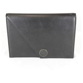 Clutch in pelle nera Saint Laurent