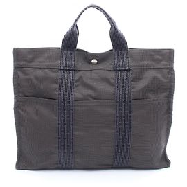Borsa tote Herline MM in nylon grigio di Hermès