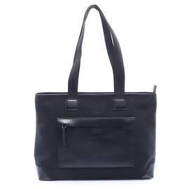 Borsa tote in tela e pelle nera Gucci