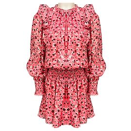 Autre Marque Ramy Brook Rosa Penelope Bedrucktes Rüschenshirt Mini Kleid
