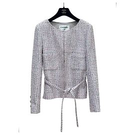 Chanel 14C Rosa Tweed Jacke Größe 38 Gebraucht