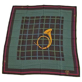 Foulard Gucci in seta con stampa a spina di pesce e corno francese