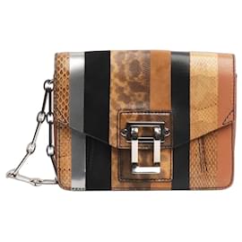 Proenza Schouler Clutch in pelle esotica a righe marrone