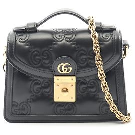 Gucci Black Small GG Matelasse Leather Top Handle Bag