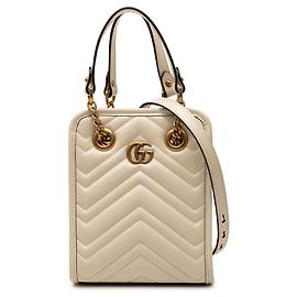 Gucci Braune Mini GG Marmont Matelassé Ledertasche