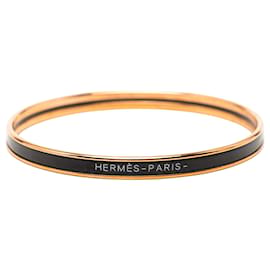 Hermès Black Extra Narrow Enamel Uni Bangle 62