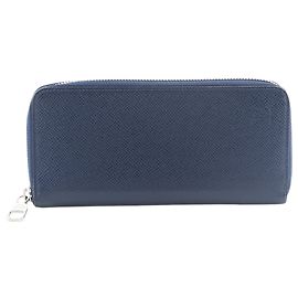 Louis Vuitton Blau Taiga Zippy Vertikaler Langer Geldbeutel