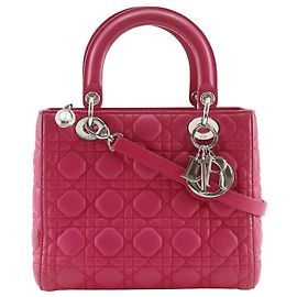 Dior Rosa Medio Cannage Lady Dior in Pelle di Agnello