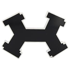 NEUE HERMES STREET 32MM GÜRTELSCHNALLE SILBERMETALL SCHWARZ EMAILLE - Hermès