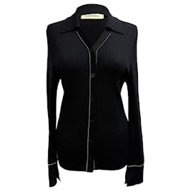 Rippstrick-Cardigan aus schwarzer Viskose Sandro