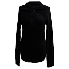 Versace geripptem, gedrehtem Pullover aus schwarzer Wolle