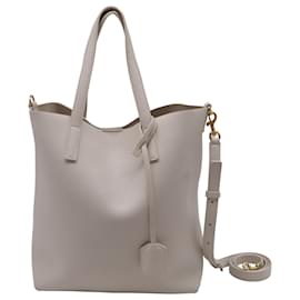 Borsa shopping N/S Saint Laurent in pelle beige