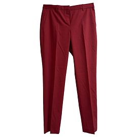 Pantalones rectos de lana burdeos de Theory