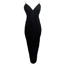Abito maxi con spalline sottili e scollo a V Rick Owens in cotone nero