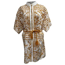 Vestido Mini Broderie Anglaise Zimmermann en Algodón Amarillo Mostaza