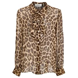 Blusa con lazo Celine en seda estampada de animal - Céline