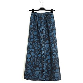 Chanel 2021 Metiers Art Skirt FR36 Pre Fall Denim Flowers Maxi Skirt UK8 US4 to 6
