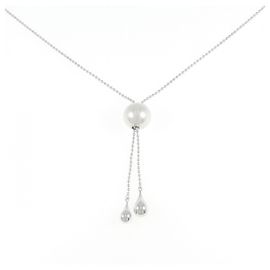 Collana Mikimoto in oro bianco Au750 con perla bianca del Mar del Sud