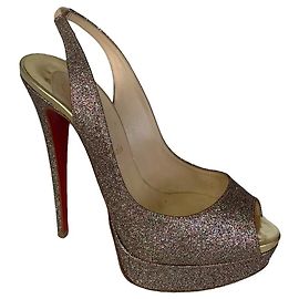 Sandali Christian Louboutin Glitter Dorato Tacco 14 cm