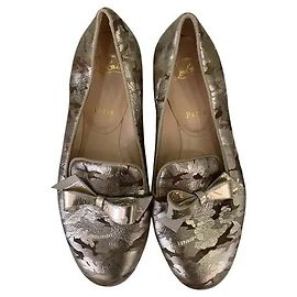 Mocasines Christian Louboutin Camuflaje Dorado Metálico Ante