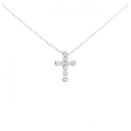 Autre Marque Collana con croce di diamante in oro bianco Au750